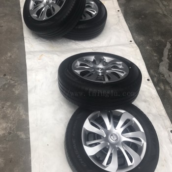ชุดยางDunlopถอดป้ายแดงพร้อมล้อกะทะ185/65R15 ปี17 Mazda2 skyactive 